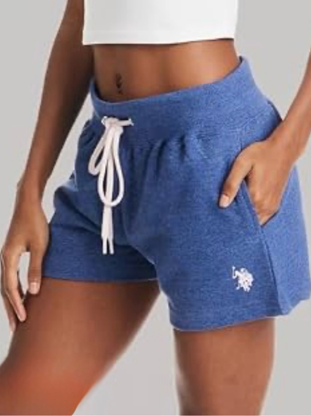 U.S. Polo Assn. women's blue French terry athletic shorts
